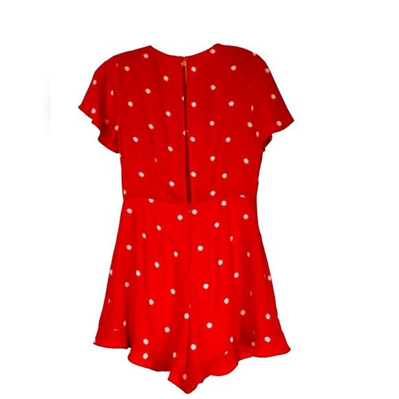 London Rose Romper Womens Size S Red Ruffled Shorts Lined Sweetheart Babydoll - Picture 2 of 8